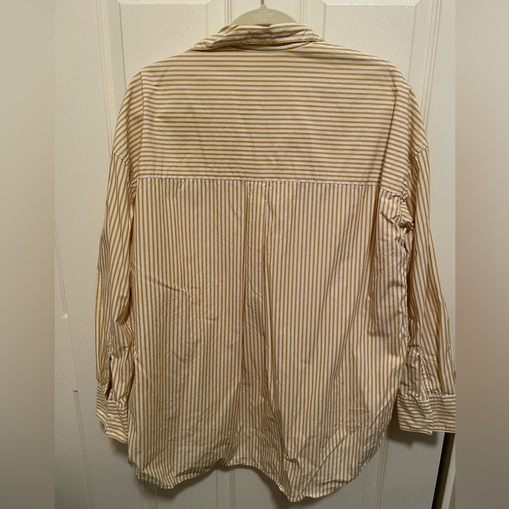 Uniqlo Beige Striped Button Down Shirt
